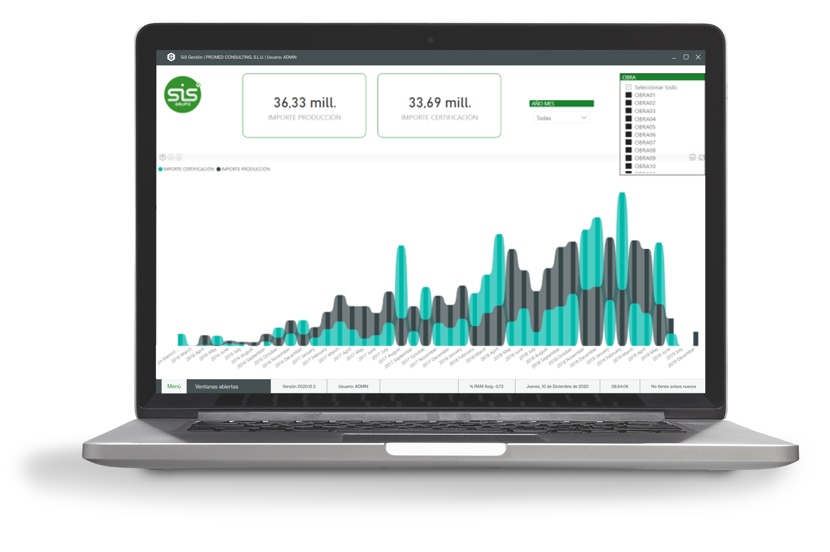 screenshot of SiS ERP Construccion